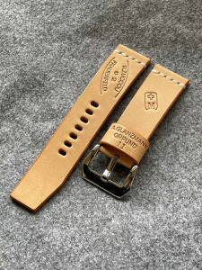 Handmade Original Leather Watch Band Stainless Steel Buckle Casual Business Style Tanned Cowhide Thick Flat Interface Matte Finish