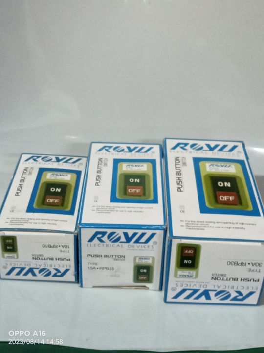 ROYU PUSH BUTTON SWITCH 220VAC 30A•RPB30 15A•RPB15 10A• RPB10 | Lazada PH