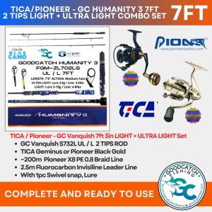 GOODCATCH GC HUMANITY 3 7ft + SHIMANO TICA PIONEER 2 TIPS UL / L SPINNING COMBO ROD AND REEL SET