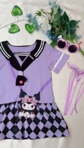 [KIDSWONDERLAND] Dress Pesta Kostum Sanrio Kuromi Dasi Ungu Cute Anak Perempuan
