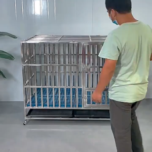 Stainless steel dog cage large dog medium dog with toilet household golden retriever dog cage house kennel