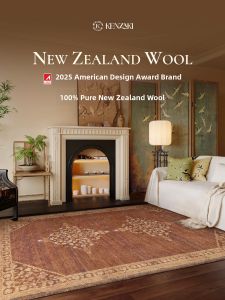 KENZAKI | 100 Pure New Zealand Wool Carpet Elegant Classic French Retro Brown Vintage