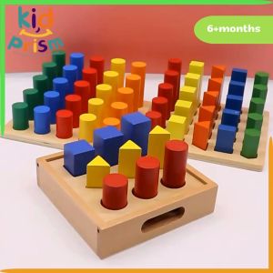 Đồ Chơi Montessori - Bảng Khối Trụ So Sánh Giúp Bé Nhận Biết Màu Sắc Hình Khối Và Kích Thước (Hàng Cao Cấp 25 khối)