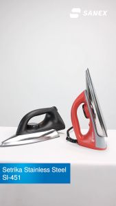Sanex NEW Dry Iron Setrika Body Stainless Steel Anti Lengket Warna Hitam dan Merah SI 451