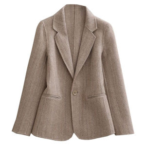 MK Peach Color Womens Suiting Spring Autumn Professional Commute Fashion Design Slimming Word Pattern Small Western Style Jacket