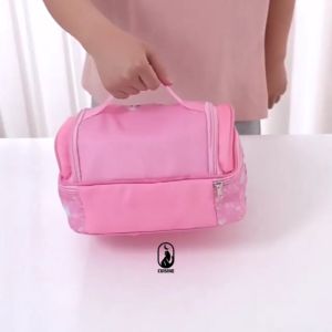 Tas Bekal Tingkat Motif Kuromi ungu Sanrio Lunch Bag Double Decker Anak Ukuran 27.5cm Tebal