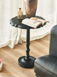 French Vintage Solid Wood Coffee Table Small Living Room Sofa Side Table round Mid-Century Modern Corner Table