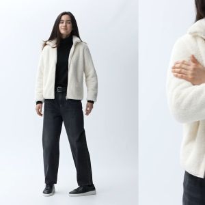 [Auth UniqIo] Áo Khoác Lông Cừu 2 Mặt Khóa Kéo Nữ - Tag Nhật