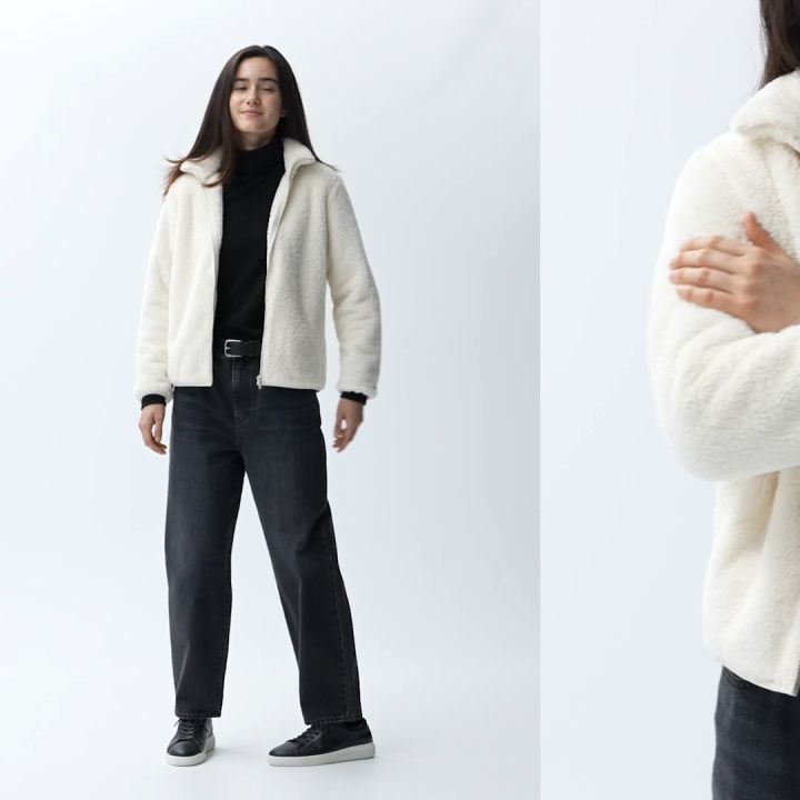 [Auth UniqIo] Áo Khoác Lông Cừu 2 Mặt Khóa Kéo Nữ - Tag Nhật