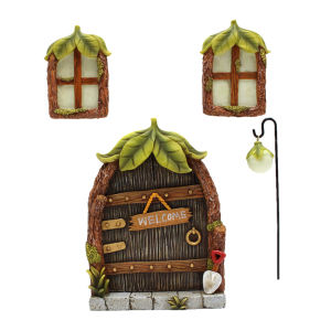 Resin door and window set night fluorescent creative garden outdoor courtyard decoration big tree decoration ornaments