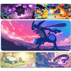 Bandai | Pokemon Vaporeon Gaming Mouse Pad Large Desk Mat 2MM Stitched Edge Non Slip Rubber Base Keyboard Pad Office Laptop Table Decor