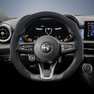 Suitable for Alfa Romeo Premium Suede Snap-On Steering Wheel Cover Non-Slip and Durable Giulia 952 Stelvio 949 147 Mito Giulietta Tonale 965 Sprint 159 Quadrifoglio and Other Models Black Orange Red Mocha