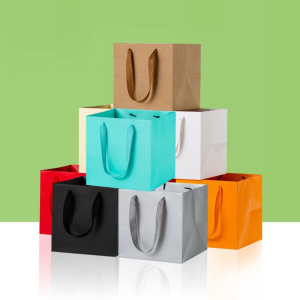 5pcs | Square Paper Bag Brown/Black/Red/Pink cake box Kraft Plain Hand bag Gift takeaway Bag Paper bag