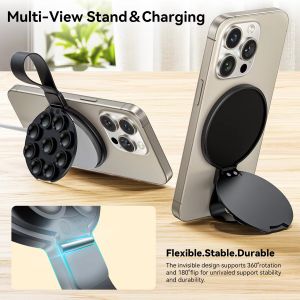 สายคล้องพกพาถ้วยดูดติดตั้งด้านหลังกระเบื้องที่จับโทรศัพท์มือถือ Kaca Rias ถ้วยดูดติดผนังมือถือขาตั้งเดสก์ทอปตัวยึดโทรศัพท์แบบพับได้