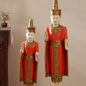 ตกแต่งสปาสไตล์เอเชียตะวันออกเฉียงใต้ พระพุทธรูปแกะสลักจากไม้ อุปกรณ์ตกแต่งต้อนรับแขก ตกแต่งบ้าน ตกแต่งโรงแรม ตกแต่งวัด