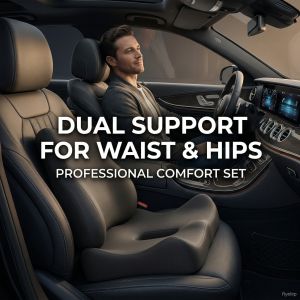 Memory Foam Seat Cushion Office Seat Mat Breathable Back Pillow Car Lumbar Pillow 2Pcs/Set