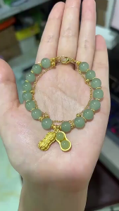 Gelang Giok Keberuntungan & Manik-manik Batu Kacang