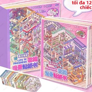 6/12 Miếng Dán Trang Trí 3D Hoạt Hình Phong Cảnh Tự Làm Bộ Hoạt Động Bỏ Túi Cho Trẻ Em Quà Sinh Nhật Lễ Hội Cho Trẻ Em Học Sinh Cảnh Cabin