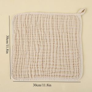 30×30cm Cotton Gauze Face Cloths Soft Muslin Cleaning Towels with Hanging Loop