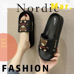 QXshop ขายดี💥รองเท้าแตะแบบสวมส้นสูง รองเท้าแตะแฟชั่นสตรี ลายน้องหมีพื้นหนา2นิ้ว🧸มีให้เลือก4สีเลยแม่ สั่งเลย ปังแน่นอน