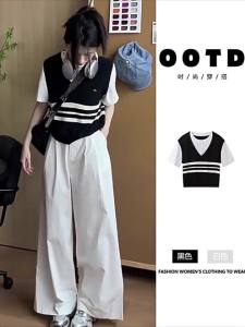 SHUQINGLAI | Ice Silk Illusion Two-Piece Short Sleeve Fitted T-Shirt