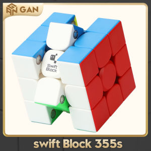 GAN ลูกบาศก์แม่เหล็ก3x3แบบรวดเร็ว 355S ไม่มีสติกเกอร์ของเล่นรูบิคสำหรับเด็ก