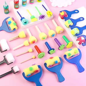 30 Piece Painting Sponge KidsToddlers Brush Stamps Tools Set Kindergarten Art Craft Childrens DIY Graffiti Toys Water Color Painting Set