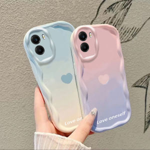 Gradient Heart Shaped Silicone Phone Case for VivoY55s Y51s Womens Full Cover Anti-Fall Pink Blue Protective Shell