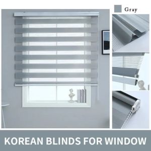 IMUTO Korean Zebra Roller Blinds Waterproof And Oilproof Double Layer Thickened Modern Eco-Friendly Blinds Kitchen Bathroom Curtains Office Full Blackout Sunshade Blinds