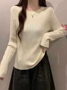 Brand Discount Womens Autumn Clothing round Neck Bottoming Shirt for Women Plus Size Sweater Chubby Girl Slim Looking Long Sleeves Inner Wear Knitwear Tops