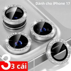 Bộ 3 Miếng Dán Bảo Vệ Ống Kính Camera Cho iPhone 17 Pro/Pro Max Kính Cường Lực 9H Có Vòng Kim Loại Sáng Bóng Dễ Dàng Lắp Đặt Bảo Vệ Camera Điện Thoại