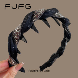 Hebe Style Diamond Embedded Wrapping Hairband Womens Heightening Skull Top Small Face Hair Clip Elegant Versatile New