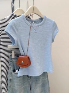Áo Thun Nữ Tay Ngắn Cổ Tròn Ôm Vừa Vặn Mùa Hè Phong Cách Hàn Quốc Đa Năng Chất Liệu Polyester Thoáng Khí Thấm Hút Mồ Hôi