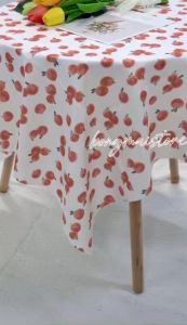 [120*120cm] Khăn trải bàn vải flannel chống thấm nước họa tiết cà chua phong cách nhẹ nhàng vintage - T059