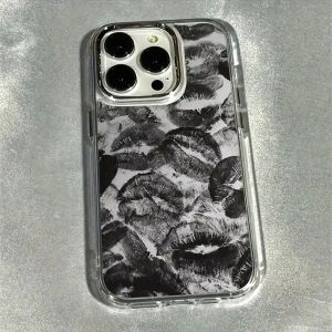 Black Lip Print Phone Case for iPhone 18 17 Air 11 12 13 14 15 16 Pro Max X Xs XR 8 7 Soft TPU Protective Cover Clear Fundas