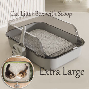 Cat Litter Box with Scoop High Quality Extra-large Litter Box Cat Toilet Deodorization Leakage Prevention Litter Box