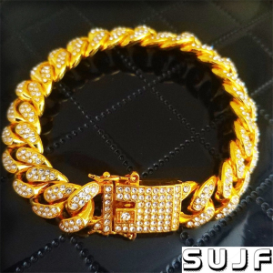 Mens Bracelet Miami Cuba Chain Bracelet 14K Gold Plated Diamonds Thick Bracelet Jewelry