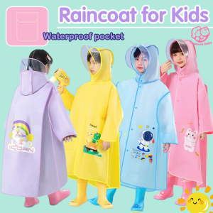 Raincoat for Kids Cartoon Kids Raincoat with School Bag EVA Waterproof Student Extended Raincoat