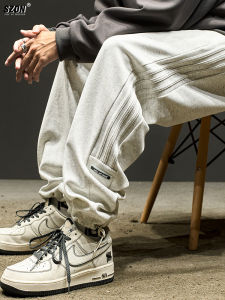 Trendy Mens Sweatpants 2024 Autumn Winter New Style Patchwork Side Stripe Loose Drawstring Cuffed Casual Sports Pants