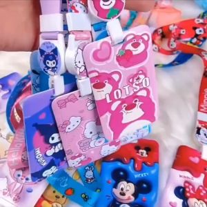 สายคล้องบัตรเครดิต โฟโต้การ์ด บัตรประจําตัว บัตรธนาคาร รูปมิกกี้ คุโรมิ แบบสไลด์ได้ L160