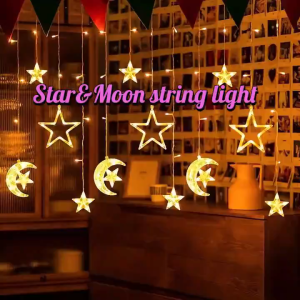 LED Star Moon Fairy Light Star Crystal Lights Christmas Star Wedding Party Garden decor Lighting Muslim Event Decor
