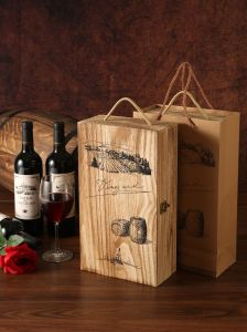 Hộp Đựng Rượu Vang Bằng Gỗ Dày Hai Chai Hộp Đựng Quà Tặng Tăng Kích Thước Hộp Rỗng Hộp Đựng Đồ Dùng Ăn Uống Thủ Công