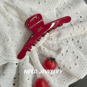 กิ๊บติดผมรูปฉลามขนาดใหญ่สีแดง สไตล์เกาหลี ทรงผมสไตล์ฝรั่งเศส ทรงเรียบง่าย สไตล์เกาหลี แฟชั่นใหม่ ที่คาดผมแบบใหม่