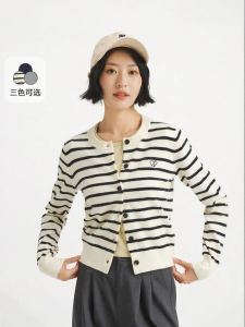 Hotwind | Elegant Striped Embroidered Knit Top