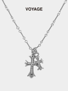 Sweet And Cool Double Cross Necklace: Women's Style Luxury Design High-End Clavicle Chain Girls Accessories Fashion Jewelry