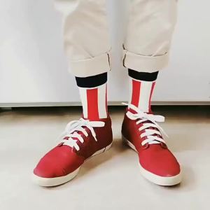 UPMORN | British Style Color Stripe Cotton Thick Sweat-absorbent High Waist Socks