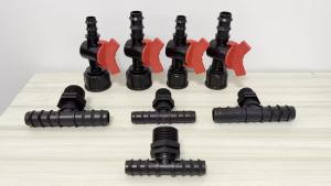 Drip Irrigation Plastic Ball Valve Barbed Tee Connector PE Pipe Irrigation 3-Way Splitter / Garden Water Hose Barb Tee Fitting
