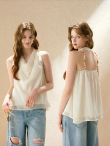 oshea | Áo Blouse Dây Spaghetti Không Tay Đuôi Phay cho Phụ Nữ