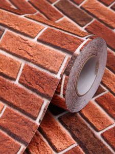 Retro กําแพงอิฐสีแดงกระดาษอิฐบล็อกร้านอาหารผนังภายนอกสติกเกอร์กันน้ํา Self Adhesive ตกแต่งบ้าน PVC วอลล์เปเปอร์