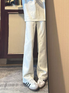 White American High Street Vibe Mens Summer Thin Straight Leg Jeans CleanFit Slim Long Pants Low Waist Wide Leg Jeans